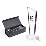 Trofeo de cristal con original diseño y base para eventos Victory vista principal