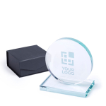 Placa trofeo de ganador con forma redonda y logo Round Winner vista principal