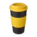 Vaso de plástico con aislamiento 350ml Takeaway agarre Americano color amarillo segunda vista frontal