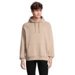 Sudadera unisex en materiales eco con capucha 280 g/m2 Stellar color beige vista fotografía