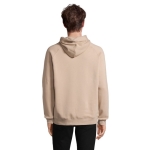 Sudadera unisex en materiales eco con capucha 280 g/m2 Stellar color beige tercera vista fotografía