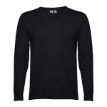 Jersey con cuello en V en algodón y poliamida 220 g/m2 THC Milan color negro