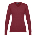 Jersey con escote de pico en algodón para mujer 220 g/m2 THC Milan color burdeos