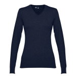 Jersey con escote de pico en algodón para mujer 220 g/m2 THC Milan color azul marino segunda vista