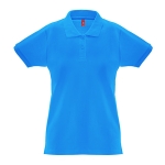 Polo para mujer de algodón en todo tipo de colores 240 g/m2 THC Monaco color azul cian primera vista