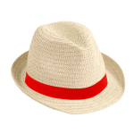 Sombrero unisex de paja de papel de ala corta con cinta Dominica Clear color rojo