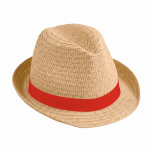 Sombrero unisex de paja de papel de ala corta con cinta color camel segunda vista