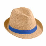 Sombrero unisex de paja de papel de ala corta con cinta color camel tercera vista