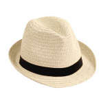 Sombrero unisex de paja de papel de ala corta con cinta color natural quinta vista