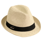 Sombrero unisex de paja de papel de ala corta con cinta color natural sexta vista