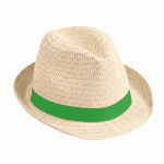 Sombrero unisex de paja de papel de ala corta con cinta color natural vista detalle