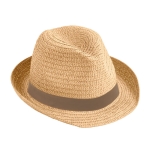 Sombrero unisex de papel en color tostado con cinta con logo Dominica color marrón