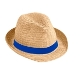 Sombrero unisex de papel en color tostado con cinta con logo Dominica color azul real
