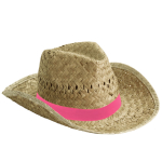 Sombrero de paja de tono claro para la playa personalizado Indiana color fucsia