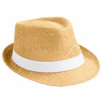 Sombrero para eventos, moderno, de papel natural y ala corta color camel primera vista