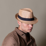Sombrero para eventos, moderno, de papel natural y ala corta color camel segunda vista