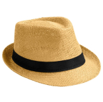 Sombrero para eventos, moderno, de papel natural y ala corta color camel quinta vista