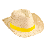 Sombrero de paja para con cinta de color personalizada Cancun color amarillo