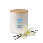 Vela pequeña con tarro de cristal y tapa de bambú Candlelight Small color burdeos vista de impresión