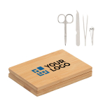 Set de manicura con cuatro utensilios en caja de bambú Beauty color madera vista de impresión