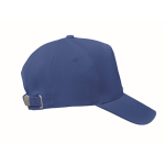 Gorra de béisbol de algodón orgánico con ajuste de hebilla Eco Cap color azul tercera vista