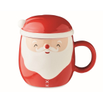 Taza promocional en forma de Papá Noel con tapa 370ml Happy Santa color rojo