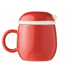 Taza promocional en forma de Papá Noel con tapa 370ml Happy Santa color rojo tercera vista