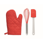 Kit de utensilios para hornear para personalizar Set Manopla Cook color rojo