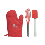 Kit de utensilios para hornear para personalizar Set Manopla Cook color rojo