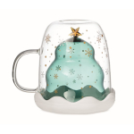 Taza con diseño de árbol de Navidad y tapa 250ml Christmas Spirit color transparente tercera vista
