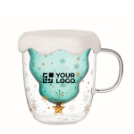 Taza con diseño de árbol de Navidad y tapa 250ml Christmas Spirit color transparente vista de impresión