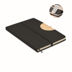 Libreta de tapa dura con soporte de móvil A5 hojas a rayas Support Eco color negro