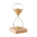 Reloj de arena de 5 minutos con base personalizable Time color beige vista de impresión