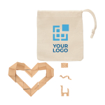 Rompecabezas fexible para crear formas en bolsa de algodón Woody color madera vista de impresión