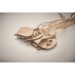 Set de 6 adornos de Navidad de madera con cordón para colgar Xmas Tree color madera vista fotografía tercera vista