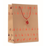 Original bolsa de papel kraft con estampado navideño Gift Sparkle color rojo