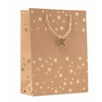 Original bolsa de papel kraft con estampado navideño Gift Sparkle color dorado