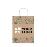 Bolsa de papel mediana navideña de papel reciclado Surprise Medium vista de impresión