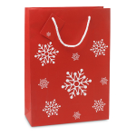Bolsa navideña grande con copos de nieve para regalo Snowflake Large color rojo