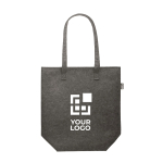 Bolsa promocional de fieltro RPET con asas largas color gris oscuro vista de impresión