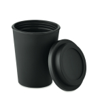 Vaso con doble pared hecho de plástico 300ml color negro vista lateral