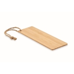 Marcapáginas rectangular de bambú con cordón para merchandising color madera