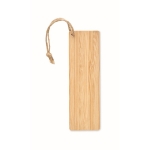 Marcapáginas rectangular de bambú con cordón para merchandising color madera segunda vista