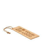 Marcapáginas rectangular de bambú con cordón para merchandising color madera vista de impresión