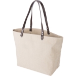 Bolsa personalizada de lino para compra o para el día a día 260 g/m2 color beige tercera vista