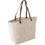 Bolsa personalizada de lino para compra o para el día a día 260 g/m2 color beige cuarta vista