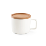 Taza de cerámica con tapa de bambú de 230ml Small Cover color blanco primera vista