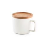 Taza de cerámica con tapa de bambú de 230ml Small Cover color blanco