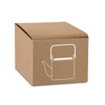 Tetera de cerámica con tapa y asa de bambú 700ml Home color blanco roto en caja