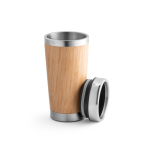 Vaso de viaje bambú y acero inoxidable con tapa deslizante 500ml color natural tercera vista